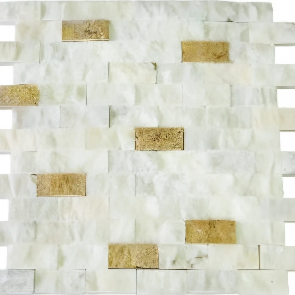 Baltojo marmuro ir Gold travertino mišinio mozaika